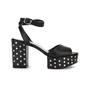 Kenneth Cole Phoenix Stud Platform Sandal Silver Studded Black
